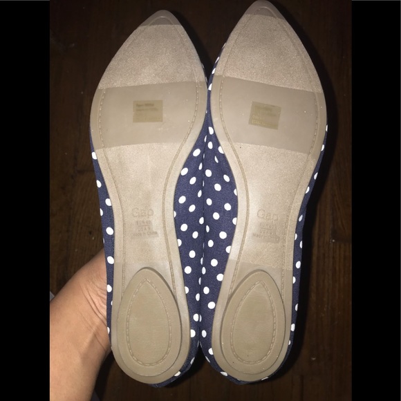 Brand New Gap Navy Polka dot Pointy Canvas Flats sz 9 - Picture 3 of 7